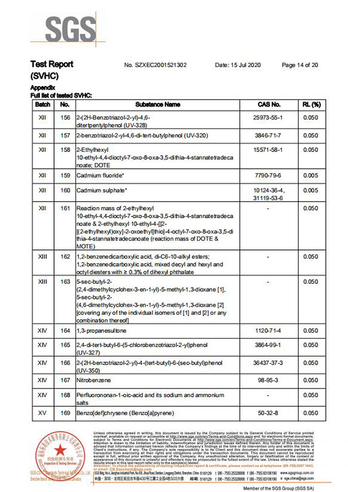自恢複保險絲REACH認證14