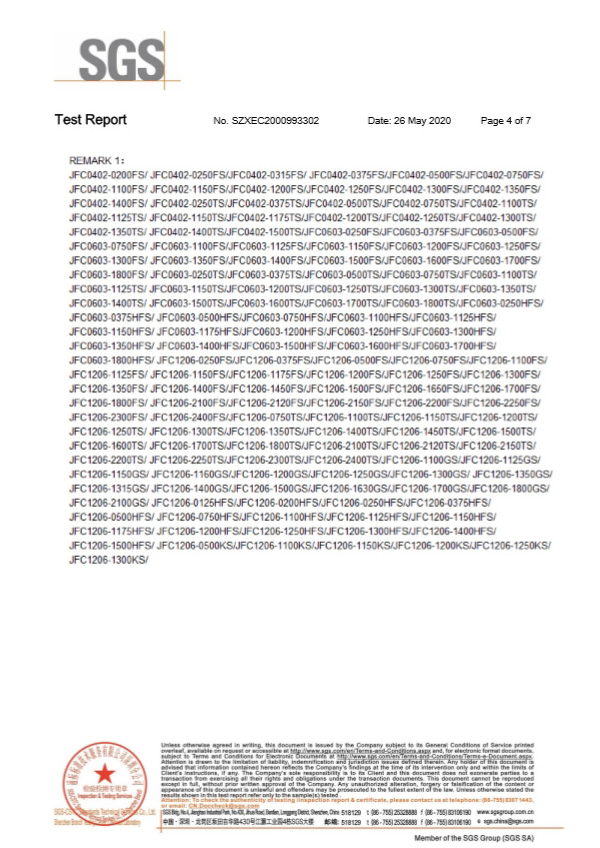 一次性保險絲SGS認證報告4