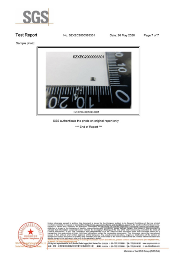 貼片自恢複保險絲SGS認證7