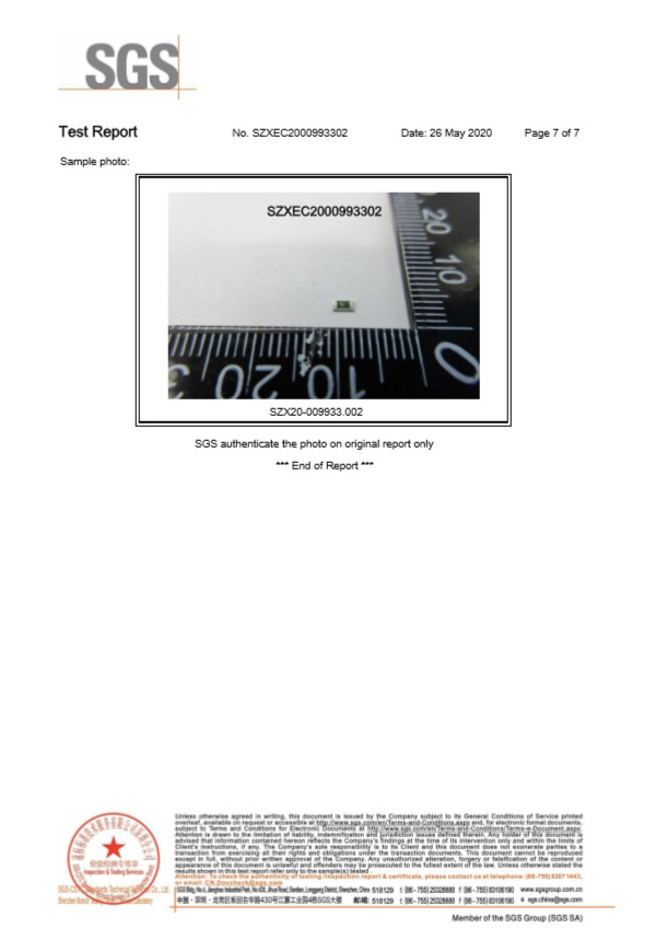 一次性保險絲SGS認證報告7