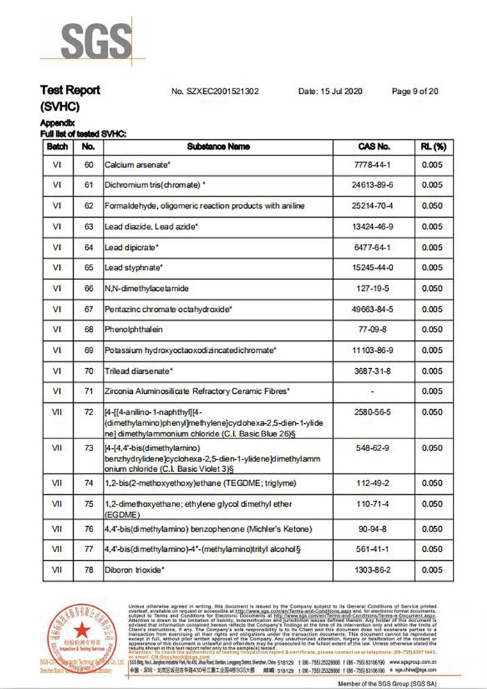 自恢複保險絲REACH認證9